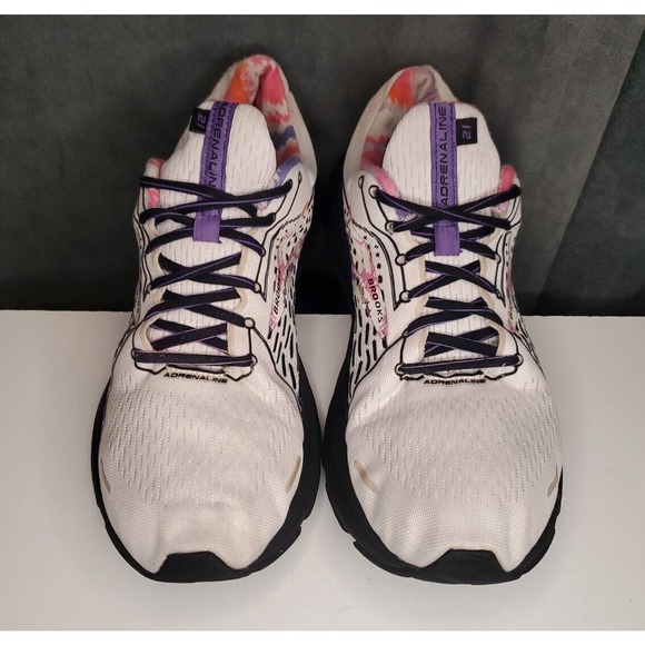 Brooks Adrenaline 21 Running Shoes White/Tie Dye, RARE Color US Men's 11 D - Picture 3 of 12
